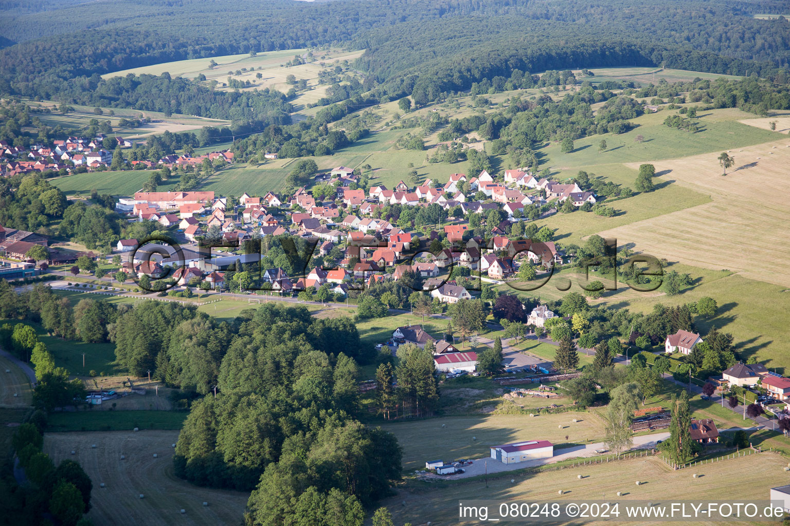 Oblique view of Lembach in the state Bas-Rhin, France