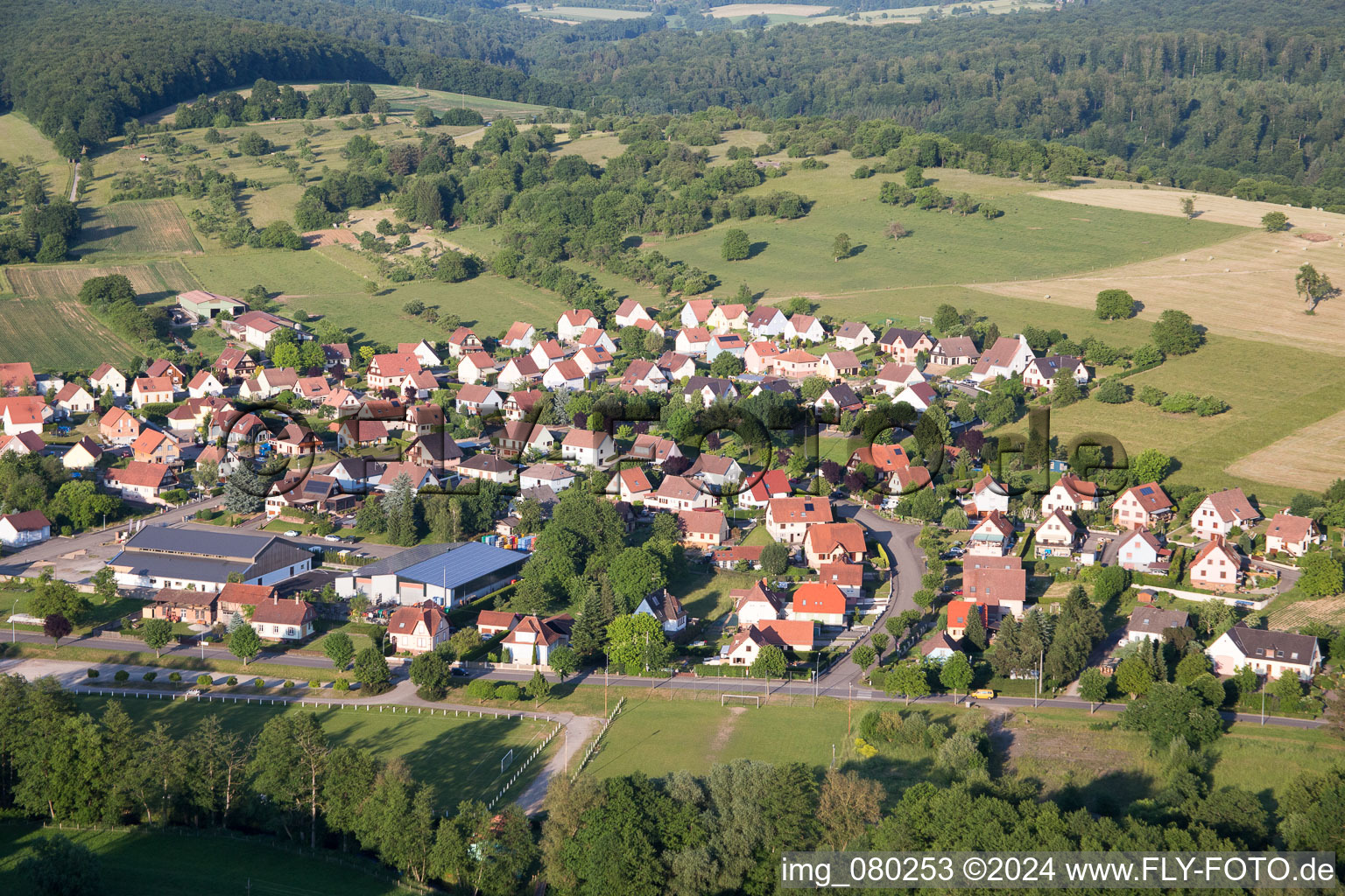 Bird's eye view of Lembach in the state Bas-Rhin, France