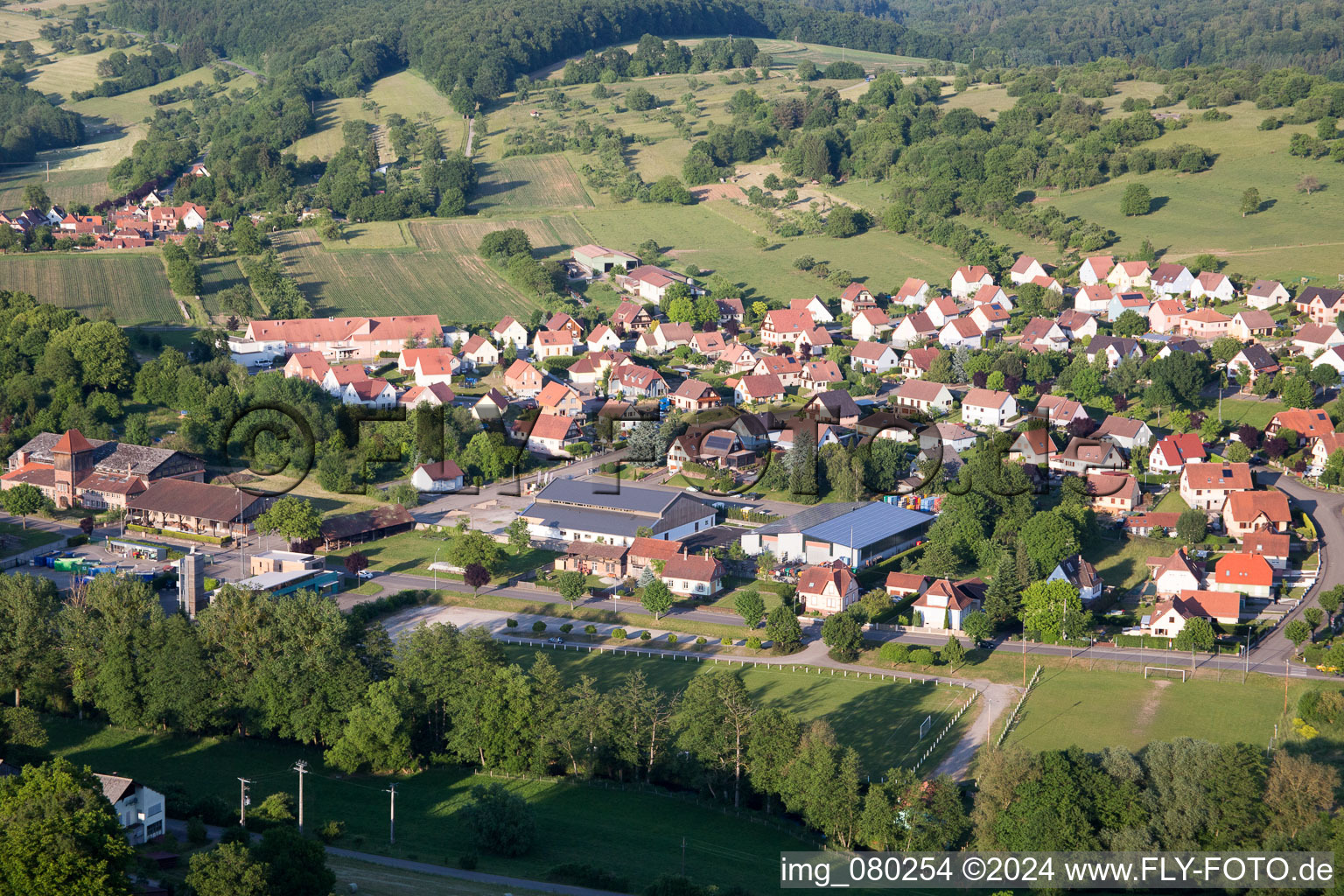 Lembach in the state Bas-Rhin, France viewn from the air