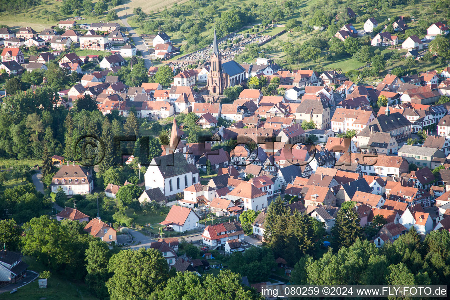 Lembach in the state Bas-Rhin, France seen from a drone