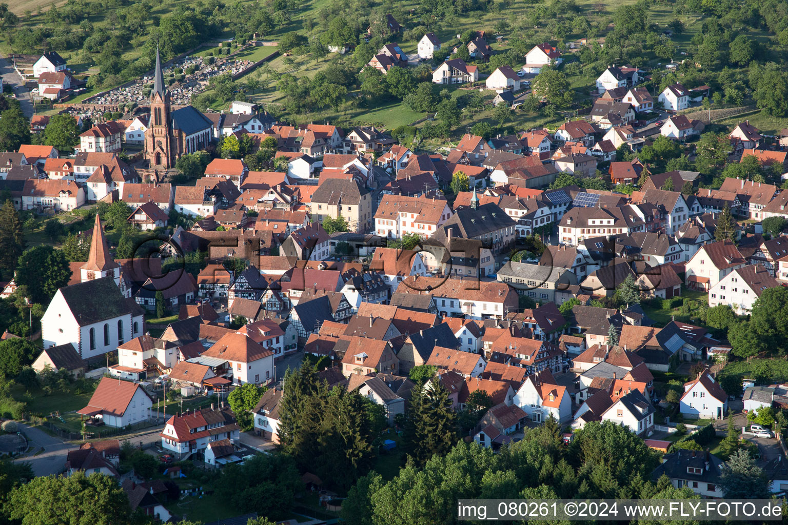 Aerial photograpy of Lembach in the state Bas-Rhin, France