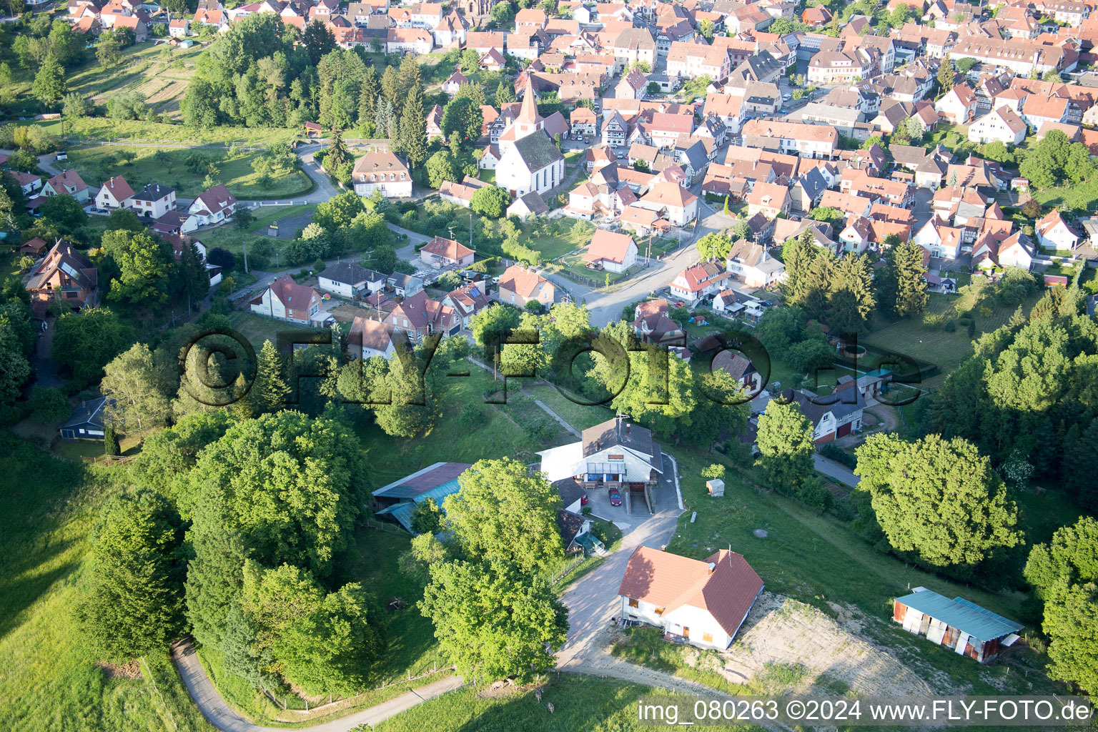 Oblique view of Lembach in the state Bas-Rhin, France