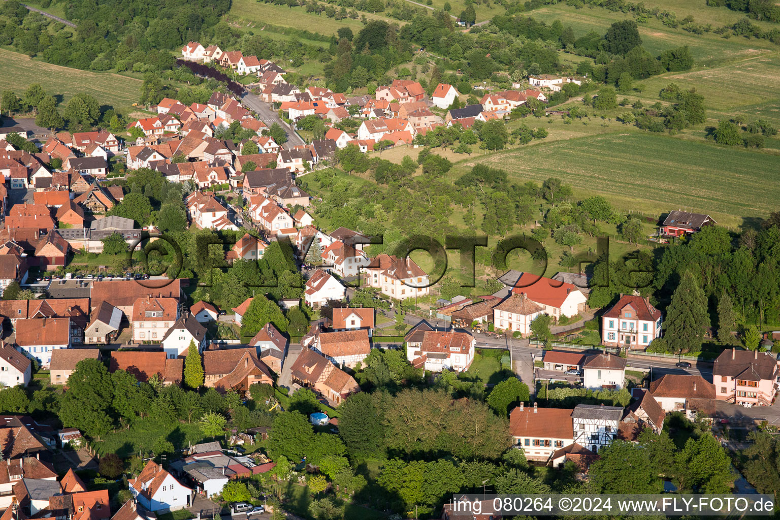 Lembach in the state Bas-Rhin, France from above