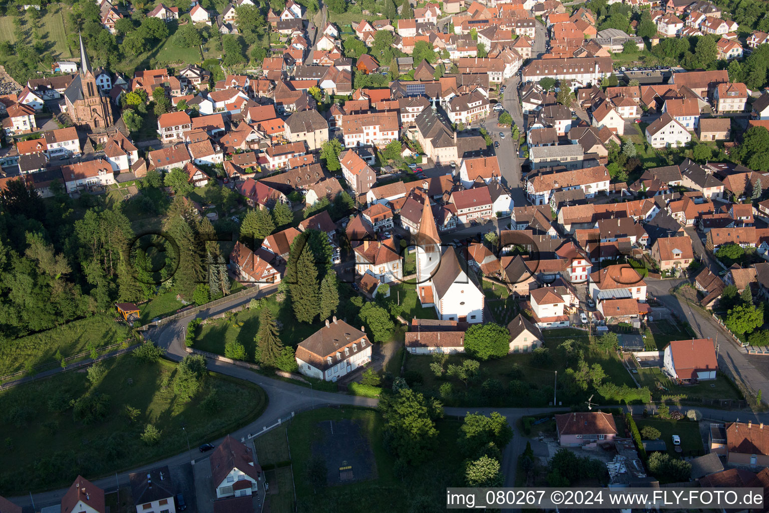 Lembach in the state Bas-Rhin, France seen from above