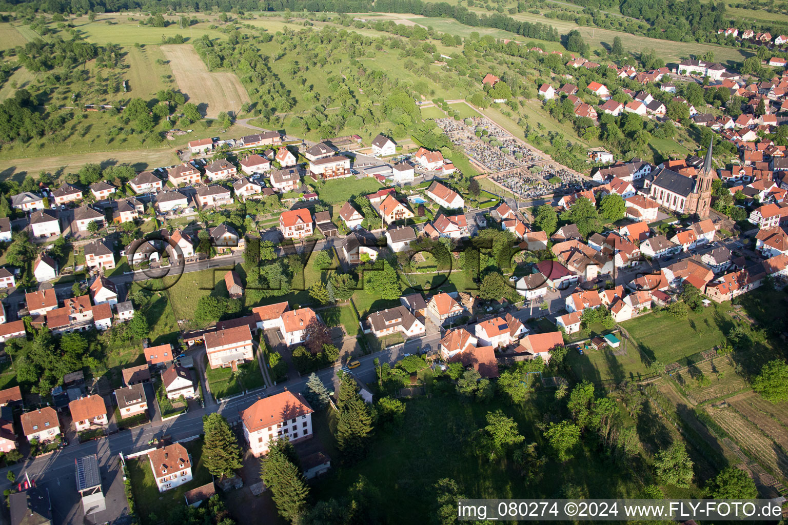 Drone recording of Lembach in the state Bas-Rhin, France