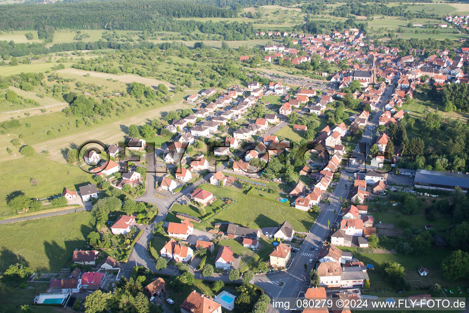 Lembach in the state Bas-Rhin, France seen from a drone