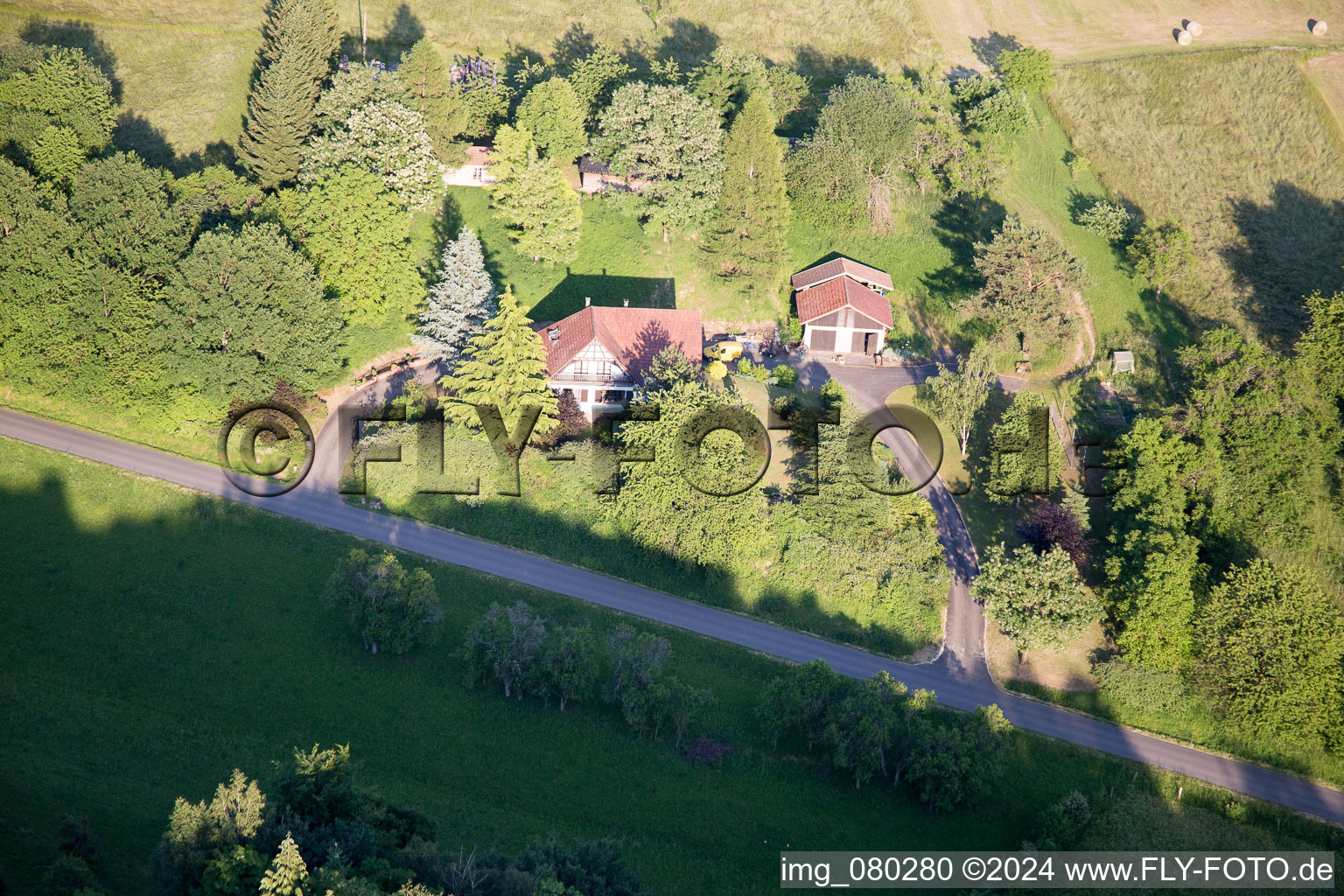 Aerial view of Lembach in the state Bas-Rhin, France