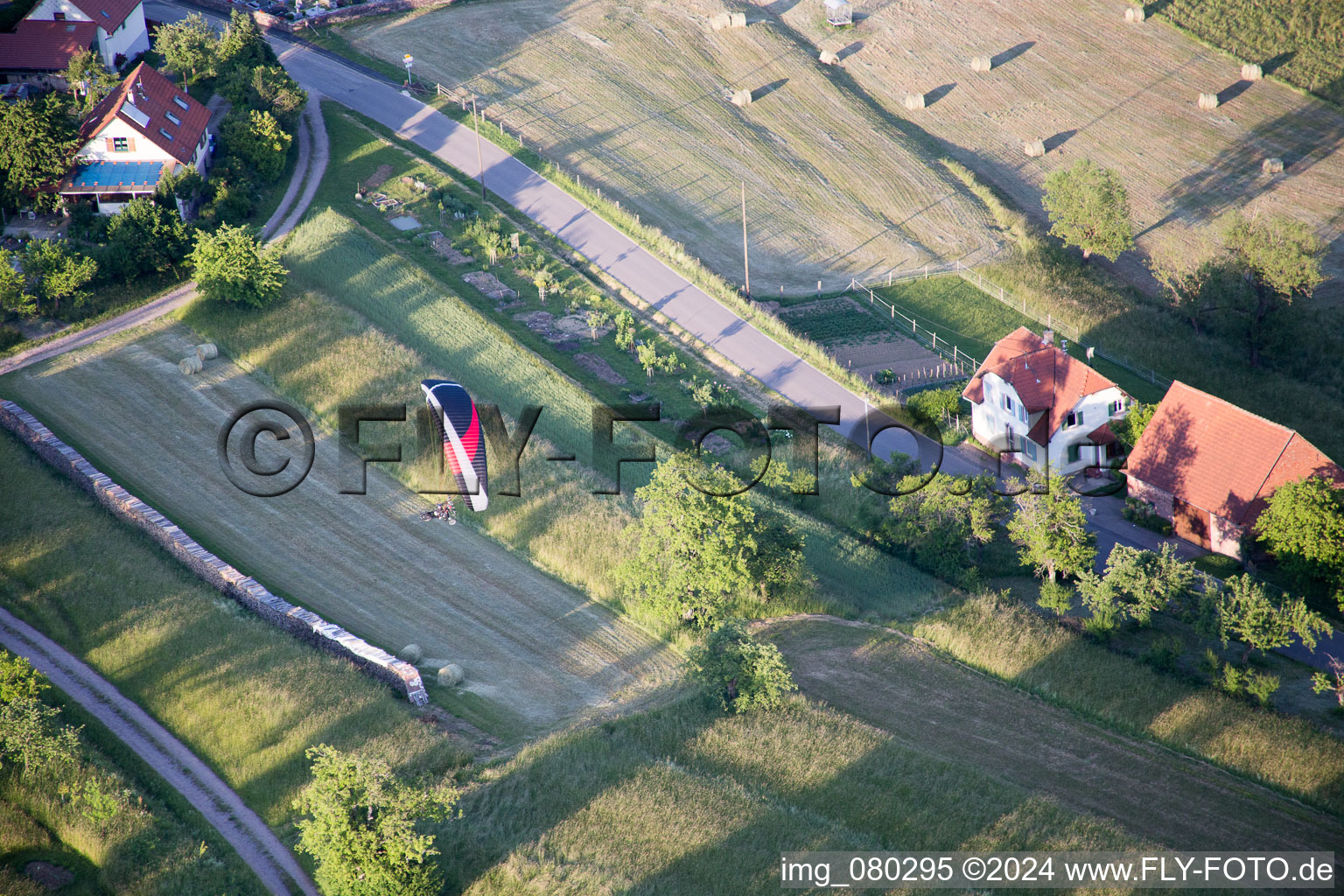 Aerial view of Wingen in the state Bas-Rhin, France