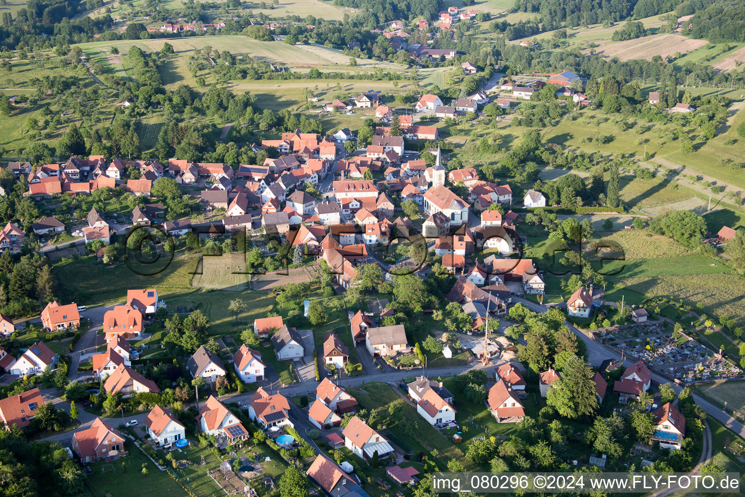 Aerial photograpy of Wingen in the state Bas-Rhin, France