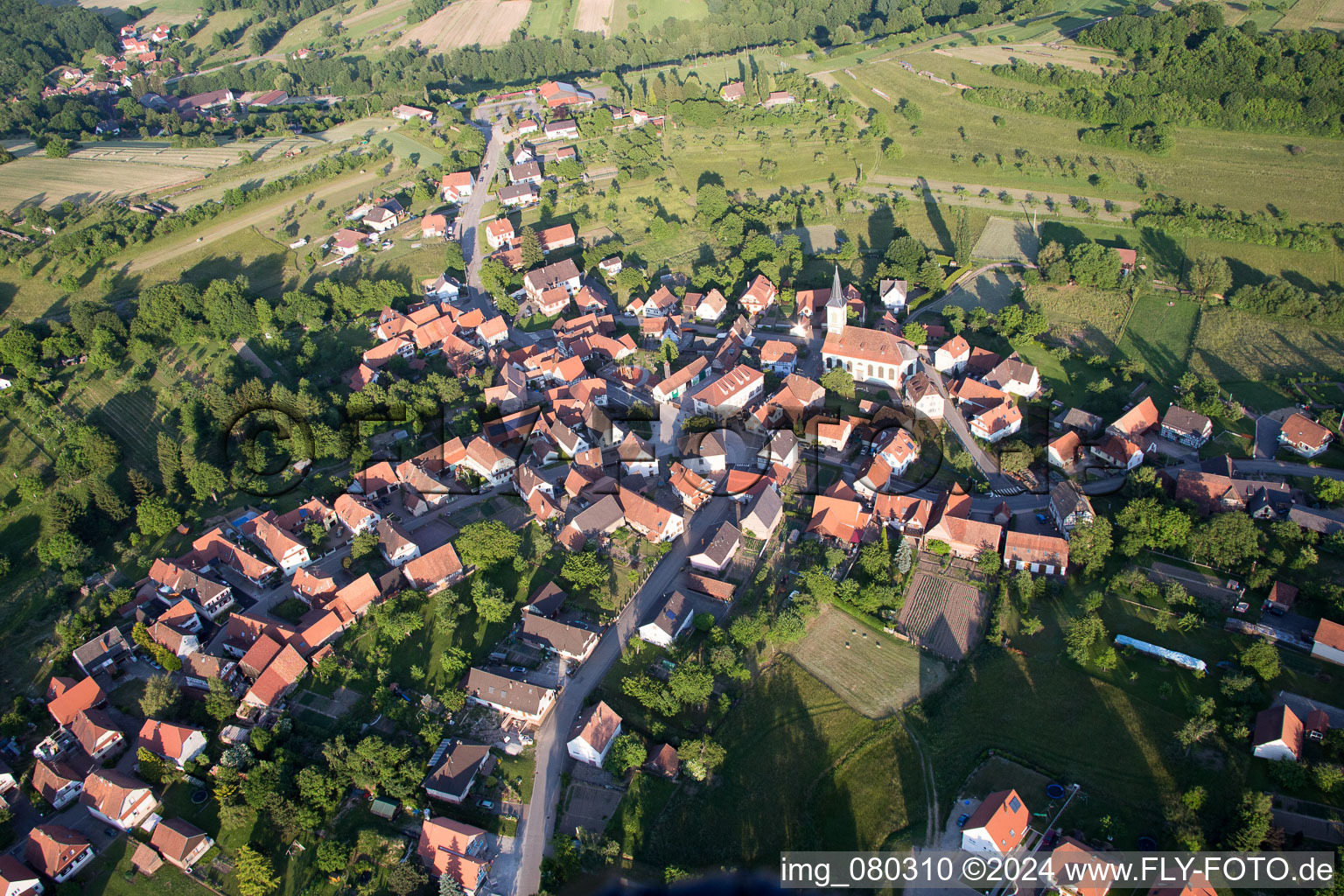 Wingen in the state Bas-Rhin, France from above