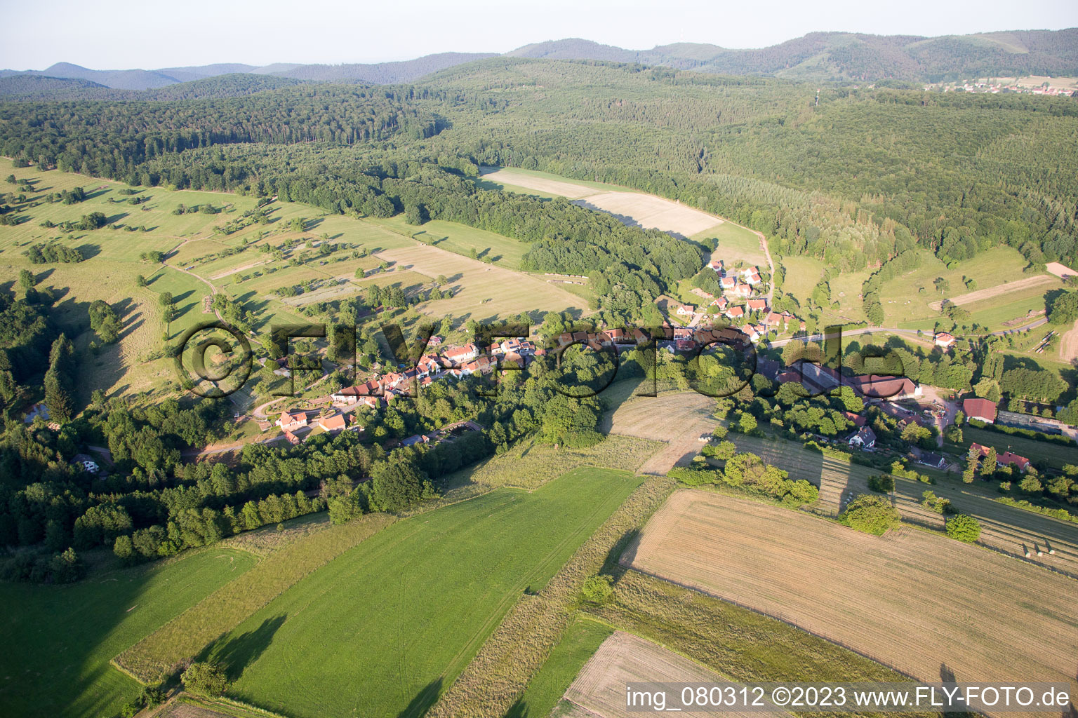 Wingen in the state Bas-Rhin, France seen from above