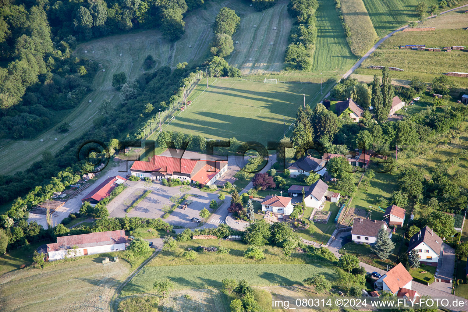 Bird's eye view of Wingen in the state Bas-Rhin, France