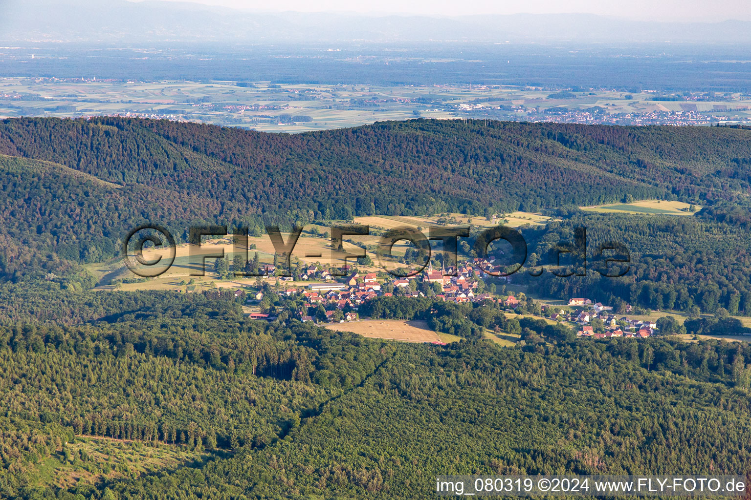 Aerial view of From the northwest in Climbach in the state Bas-Rhin, France