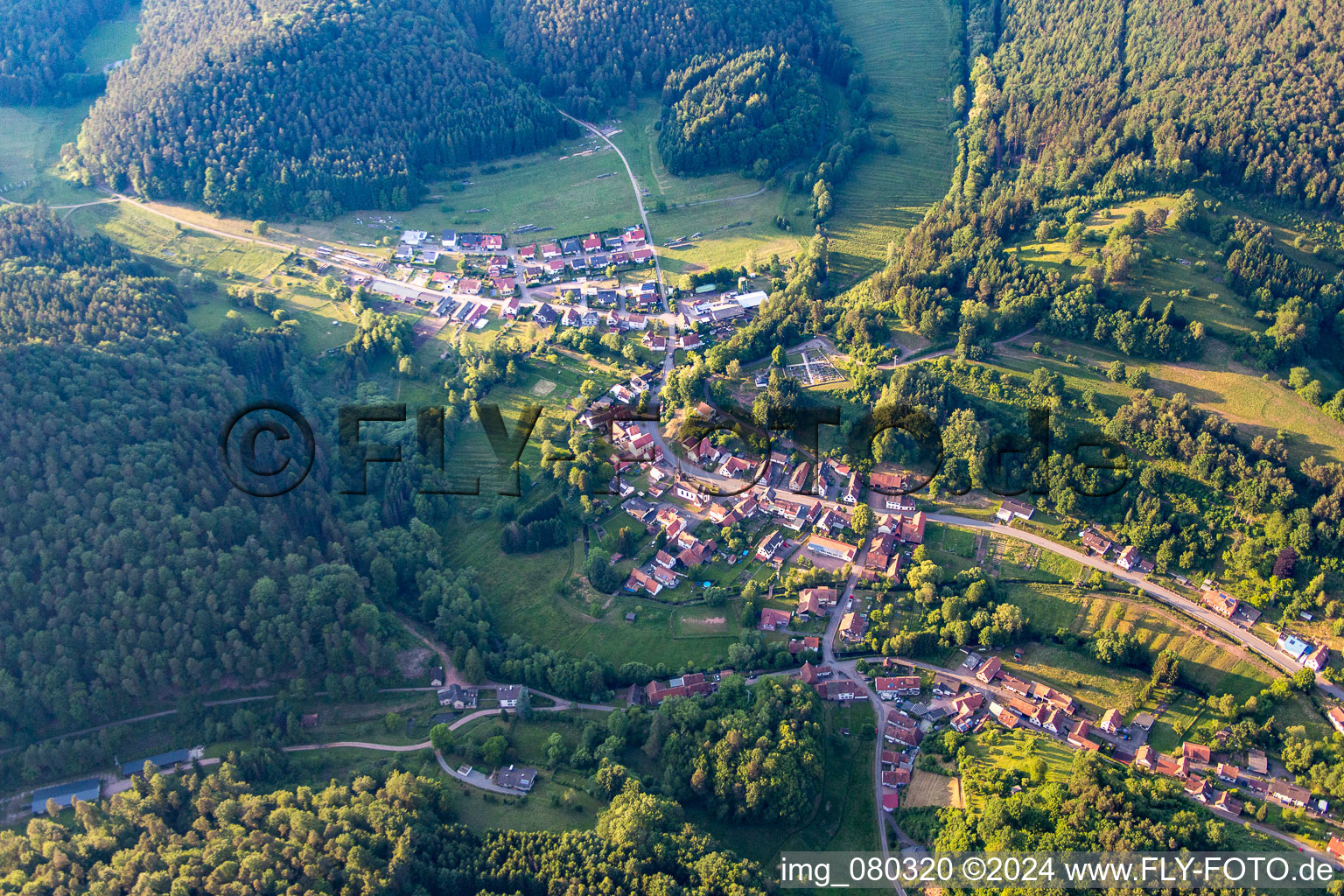 Town View of the streets and houses of the residential areas in Bobenthal in the state Rhineland-Palatinate