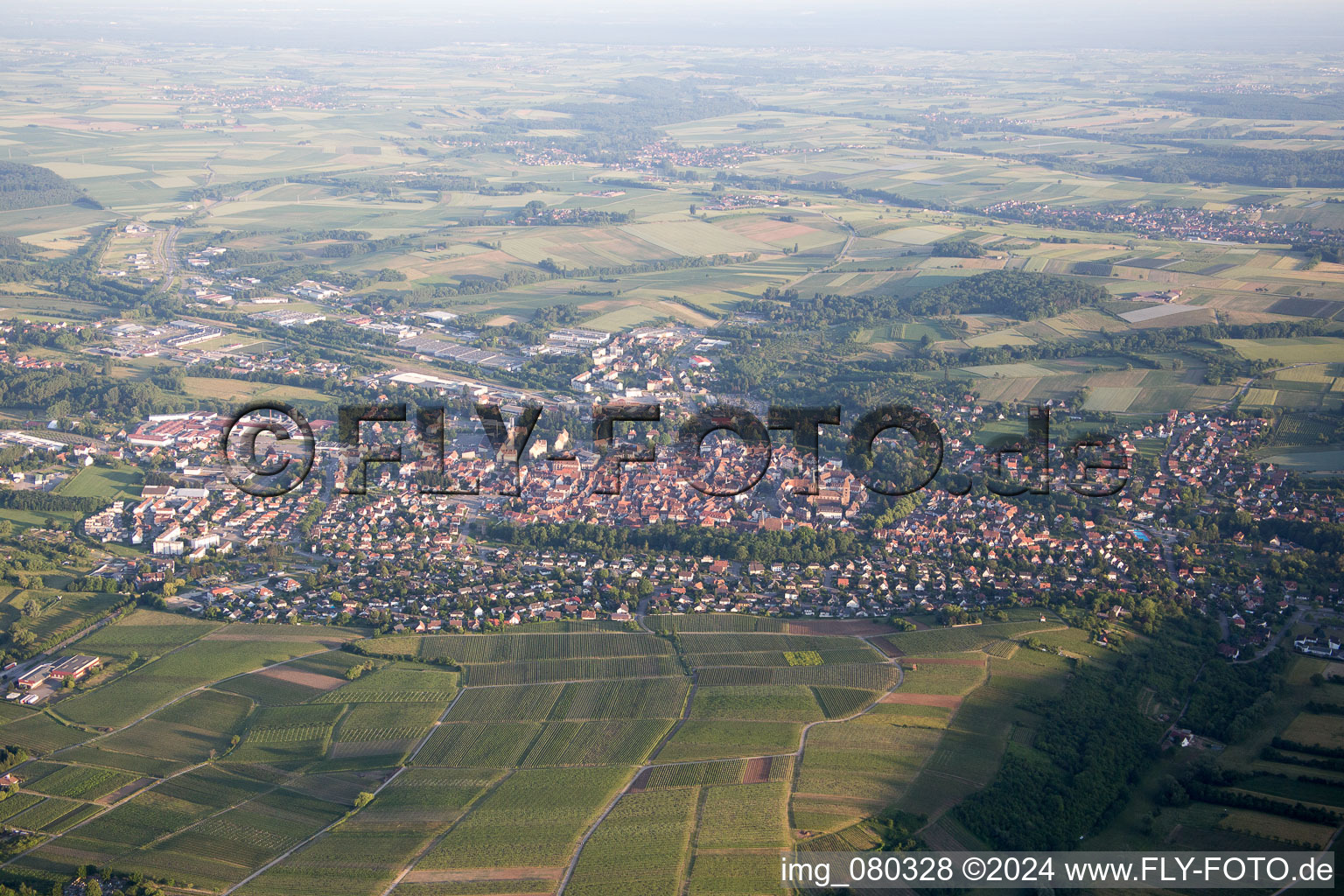 Aerial photograpy of Wissembourg in the state Bas-Rhin, France