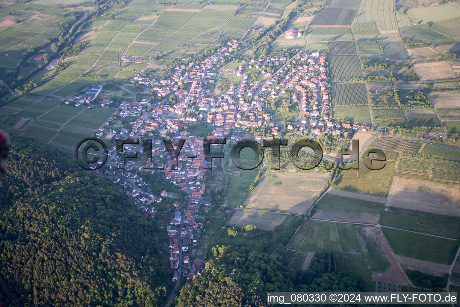 Oberotterbach in the state Rhineland-Palatinate, Germany viewn from the air