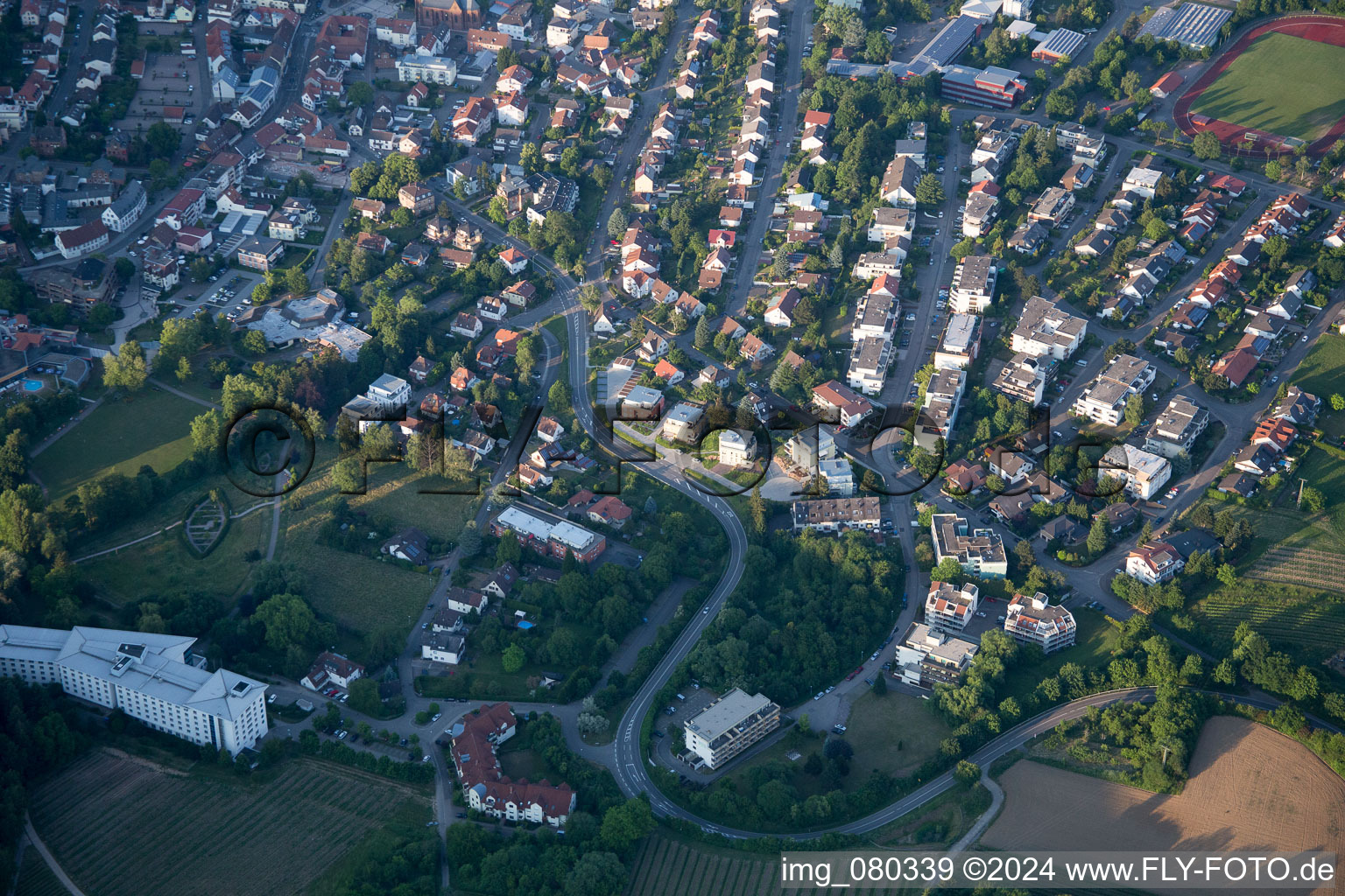 Oblique view of Bad Bergzabern in the state Rhineland-Palatinate, Germany