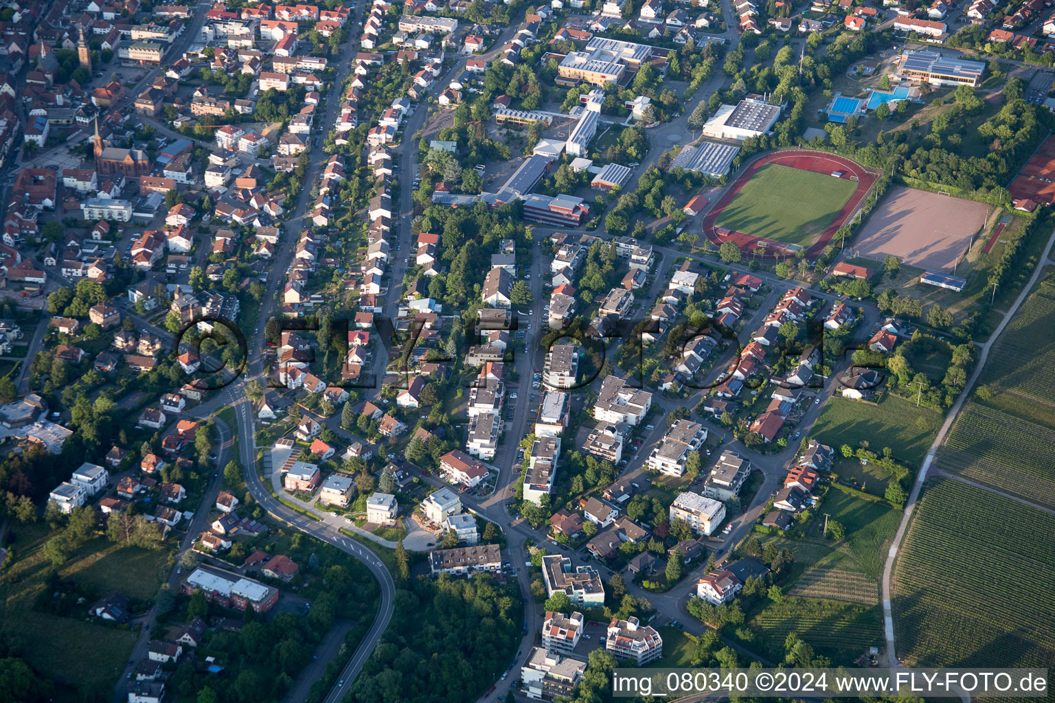 Bad Bergzabern in the state Rhineland-Palatinate, Germany from above