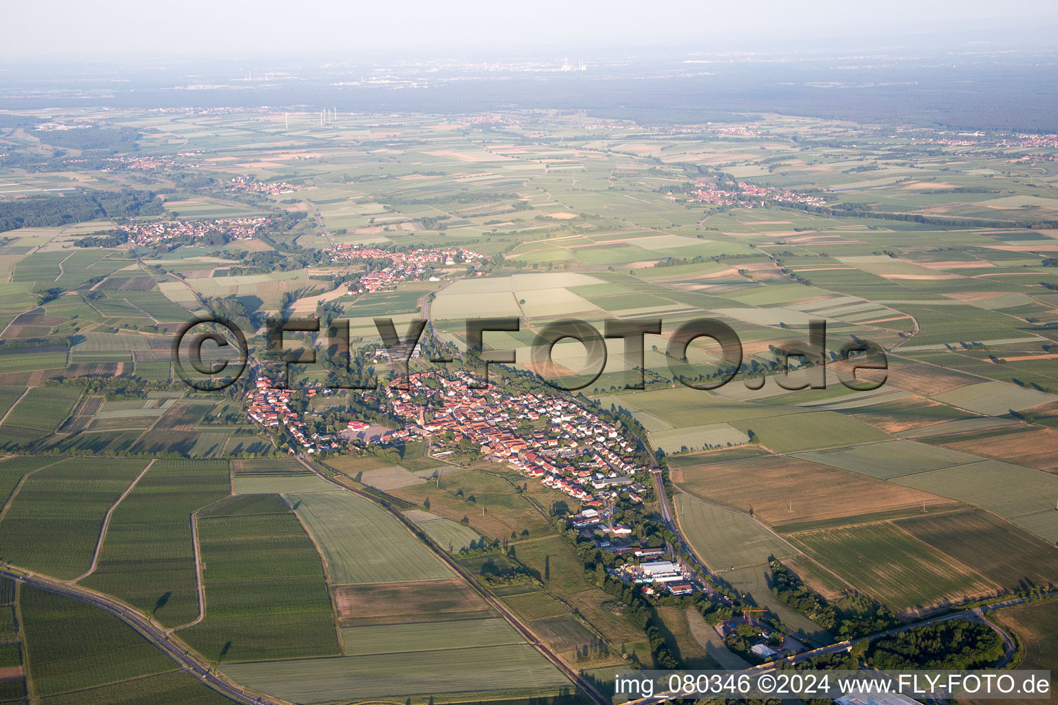 Oblique view of District Drusweiler in Kapellen-Drusweiler in the state Rhineland-Palatinate, Germany