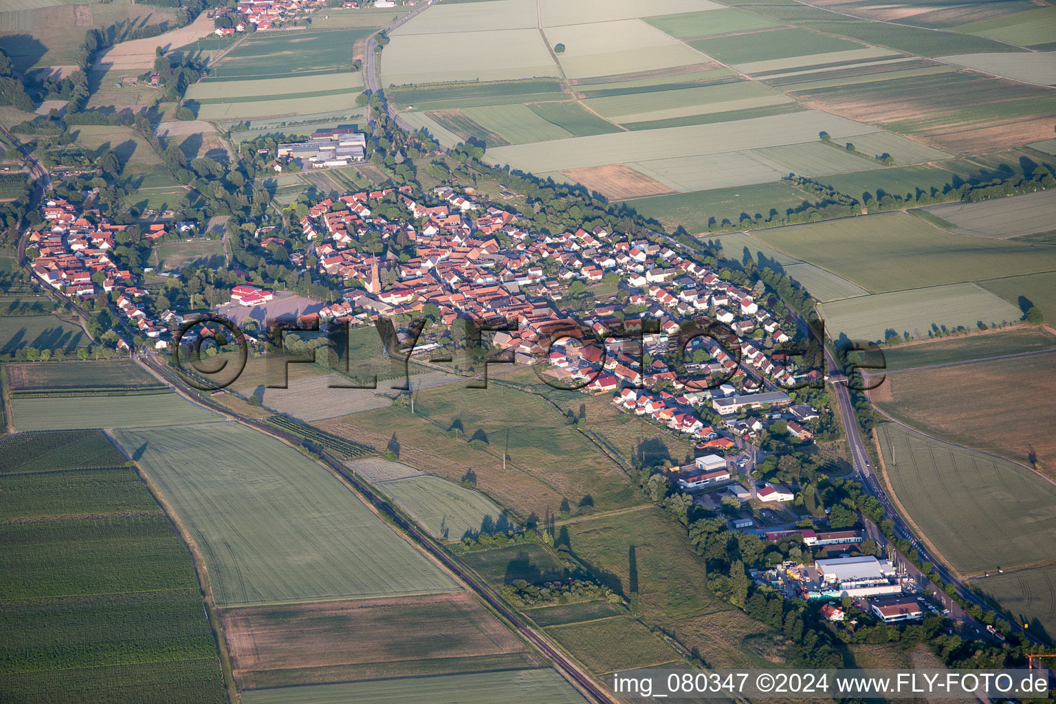 Drone recording of District Kapellen in Kapellen-Drusweiler in the state Rhineland-Palatinate, Germany