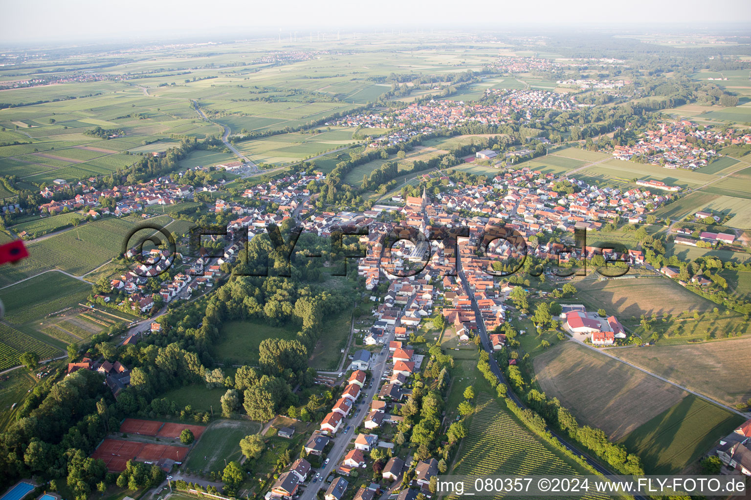 Aerial photograpy of District Ingenheim in Billigheim-Ingenheim in the state Rhineland-Palatinate, Germany