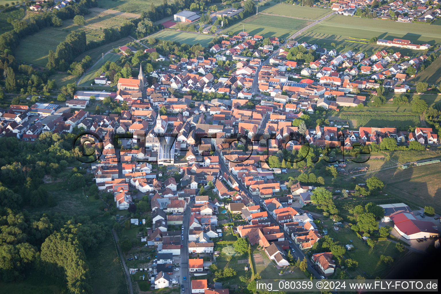 Town View of the streets and houses of the residential areas in Billigheim-Ingenheim in the state Rhineland-Palatinate