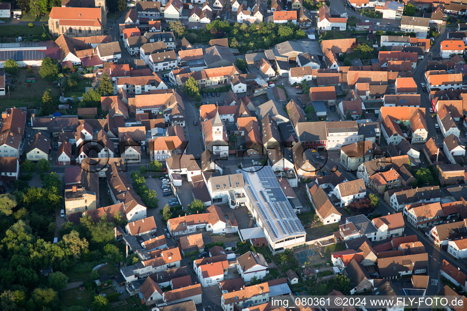 District Ingenheim in Billigheim-Ingenheim in the state Rhineland-Palatinate, Germany out of the air