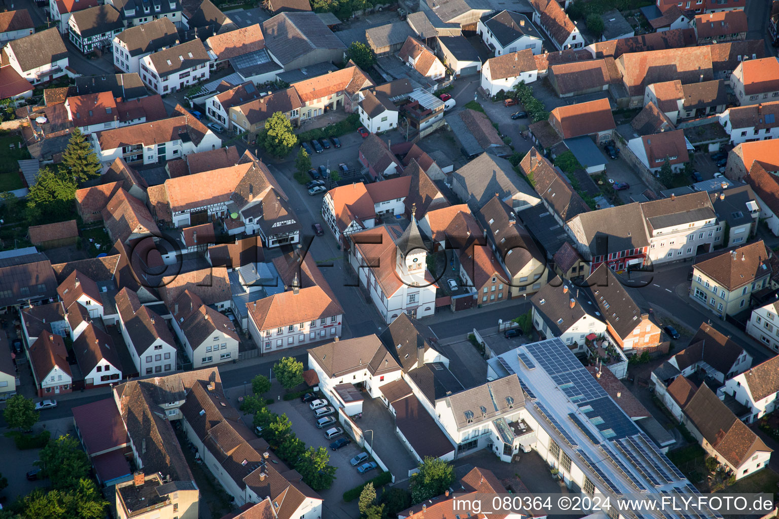 Town View of the streets and houses of the residential areas in the district Ingenheim in Billigheim-Ingenheim in the state Rhineland-Palatinate