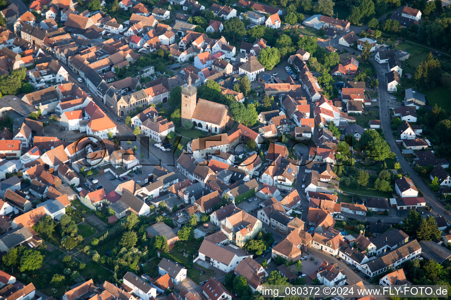 District Billigheim in Billigheim-Ingenheim in the state Rhineland-Palatinate, Germany from the plane