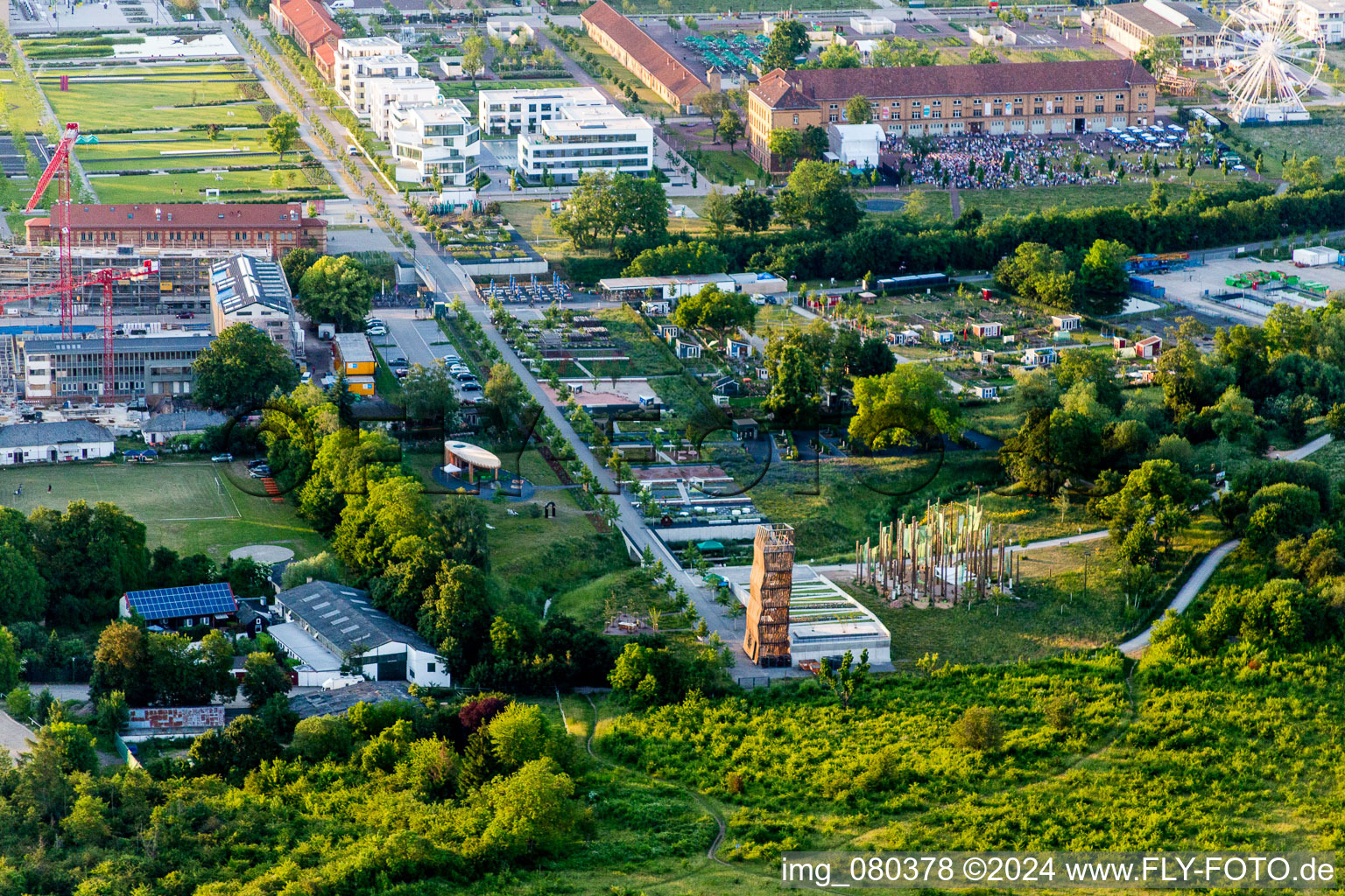 Aerial view of Exhibition grounds of the Landesgartenschau 2015 in Landau in der Pfalz in the state Rhineland-Palatinate, Germany