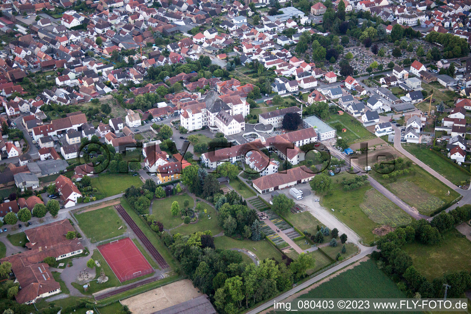 District Herxheim in Herxheim bei Landau in the state Rhineland-Palatinate, Germany from the plane