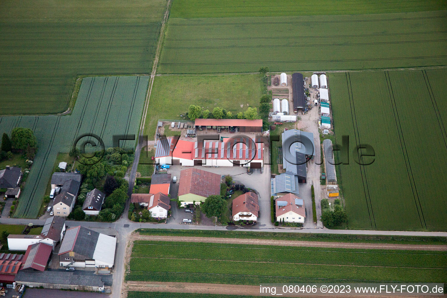 Drone recording of District Herxheim in Herxheim bei Landau in the state Rhineland-Palatinate, Germany