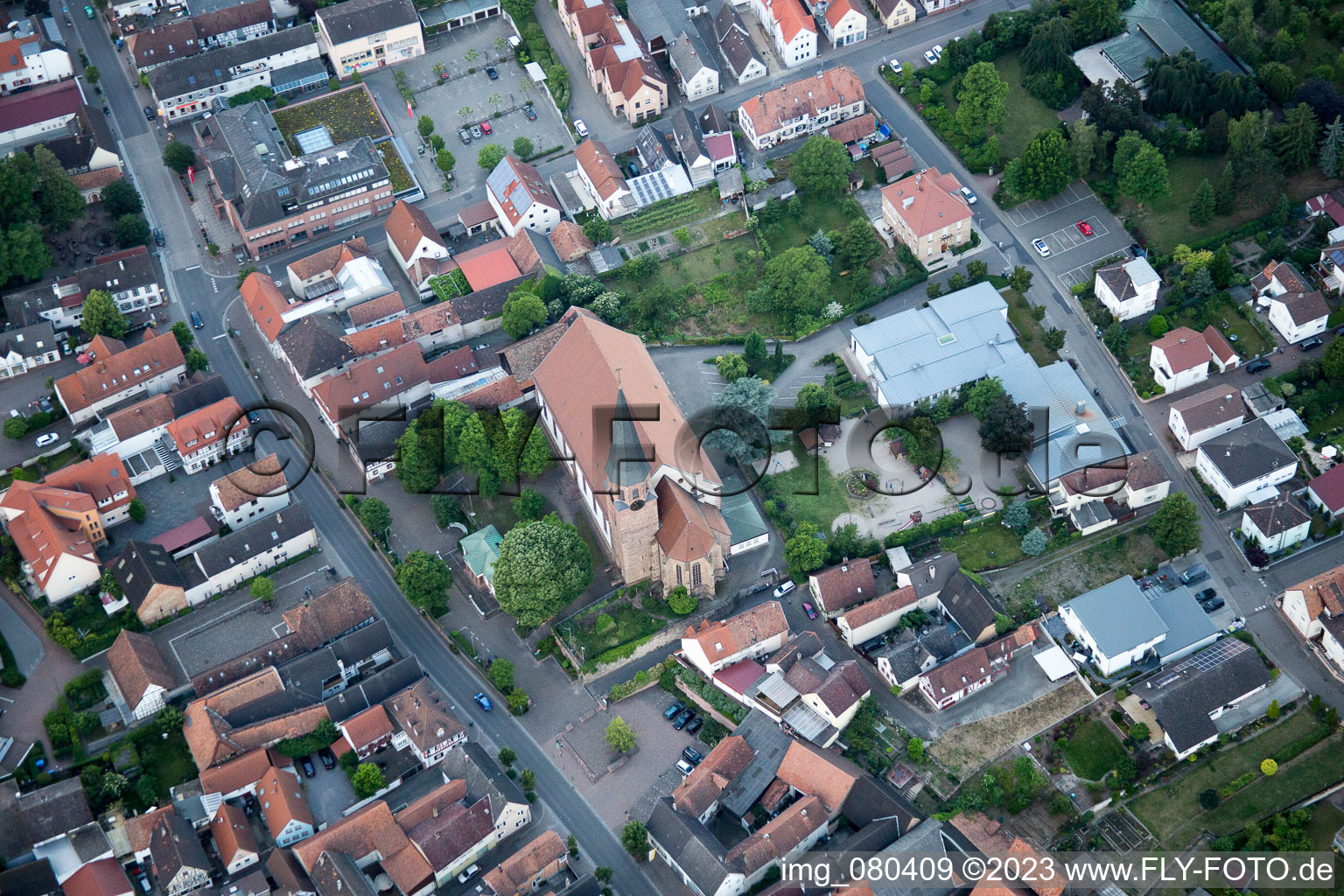 District Herxheim in Herxheim bei Landau in the state Rhineland-Palatinate, Germany from a drone