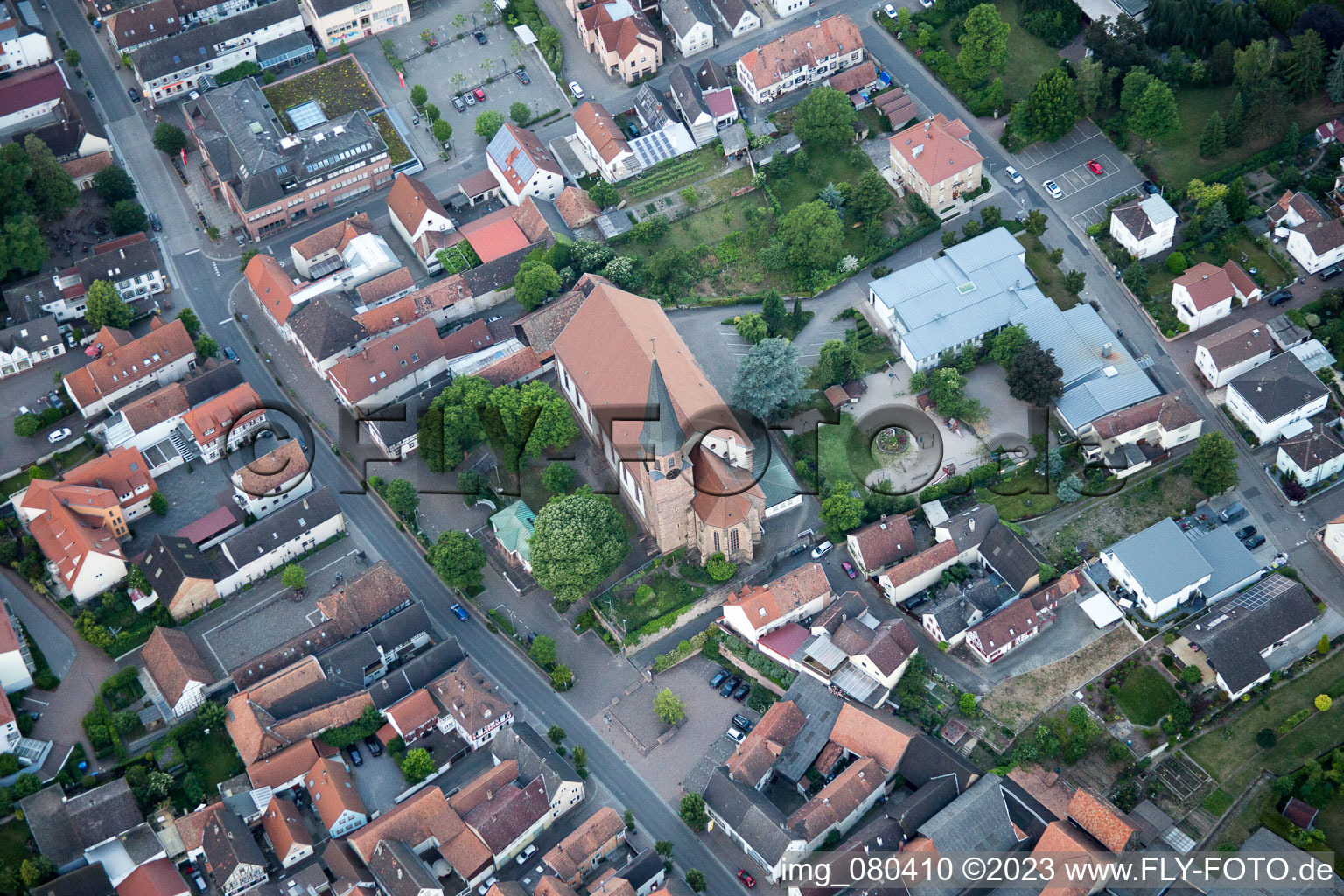 District Herxheim in Herxheim bei Landau/Pfalz in the state Rhineland-Palatinate, Germany seen from a drone