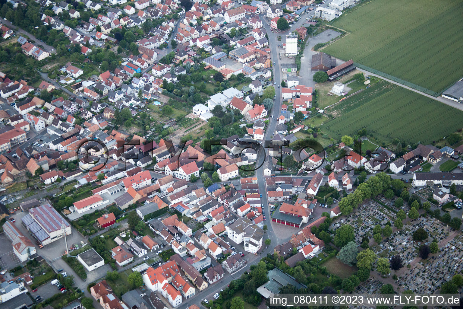 Aerial view of District Herxheim in Herxheim bei Landau in the state Rhineland-Palatinate, Germany