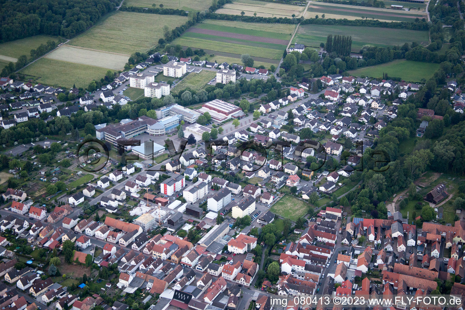 Oblique view of District Herxheim in Herxheim bei Landau in the state Rhineland-Palatinate, Germany