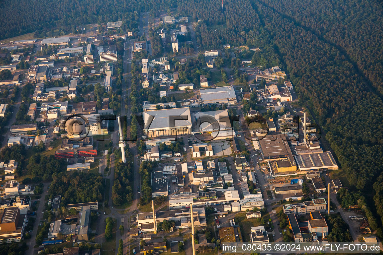 Aerial photograpy of KIT Campus North in the district Leopoldshafen in Eggenstein-Leopoldshafen in the state Baden-Wuerttemberg, Germany