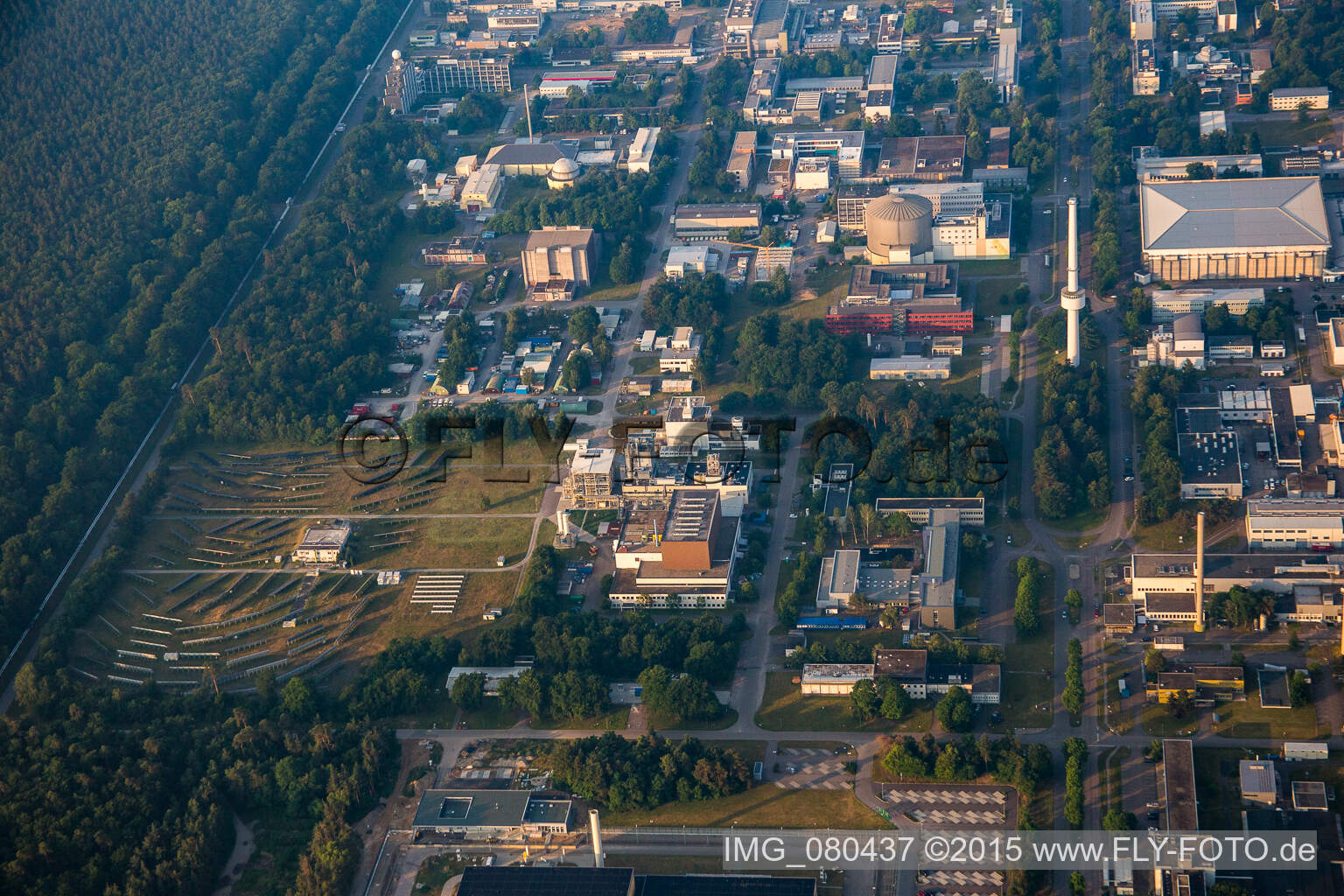 KIT Campus North in the district Leopoldshafen in Eggenstein-Leopoldshafen in the state Baden-Wuerttemberg, Germany from above