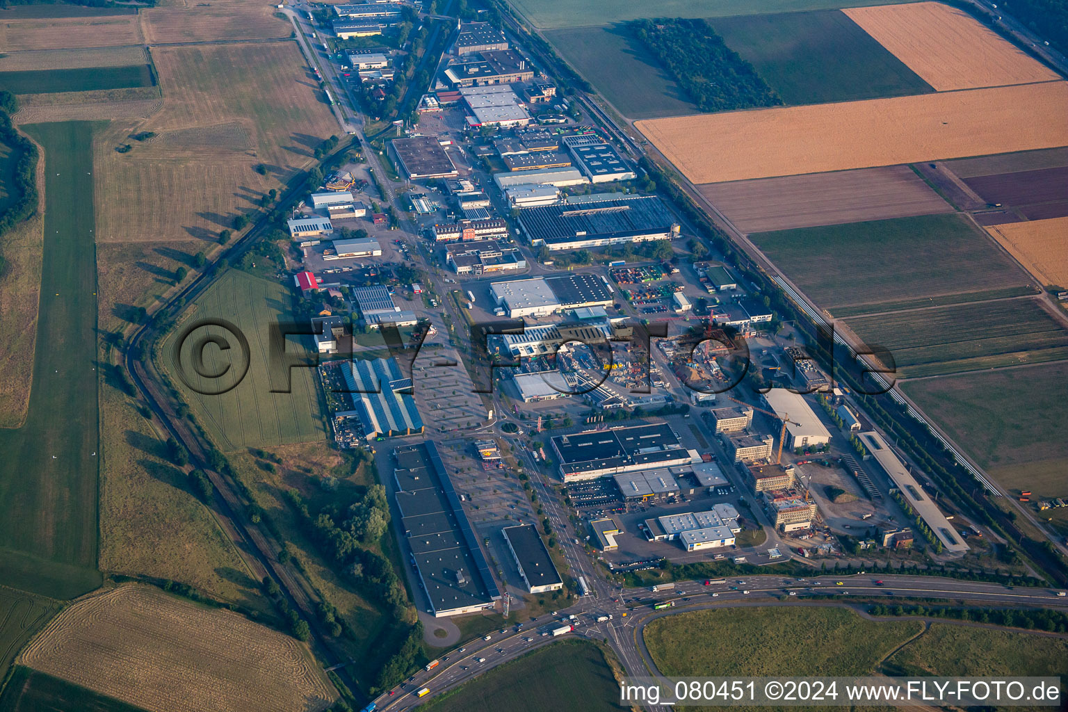 Industrial area Kammerforststr in Bruchsal in the state Baden-Wuerttemberg, Germany