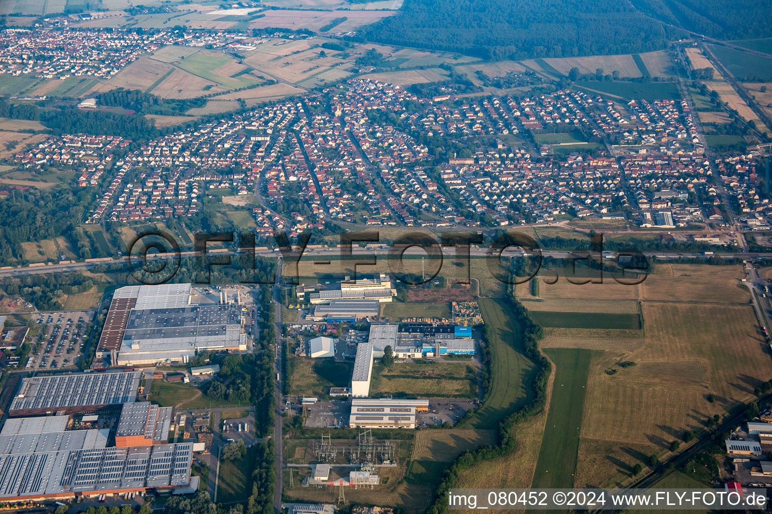 From the east in the district Karlsdorf in Karlsdorf-Neuthard in the state Baden-Wuerttemberg, Germany