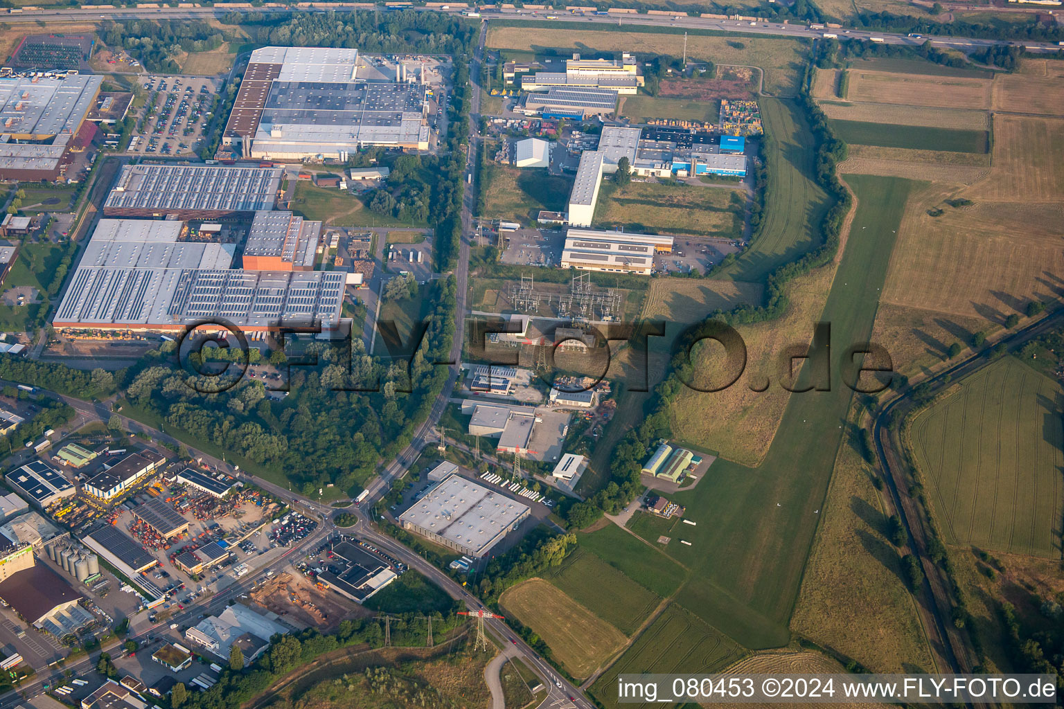 John Deere GmbH from the east in Bruchsal in the state Baden-Wuerttemberg, Germany