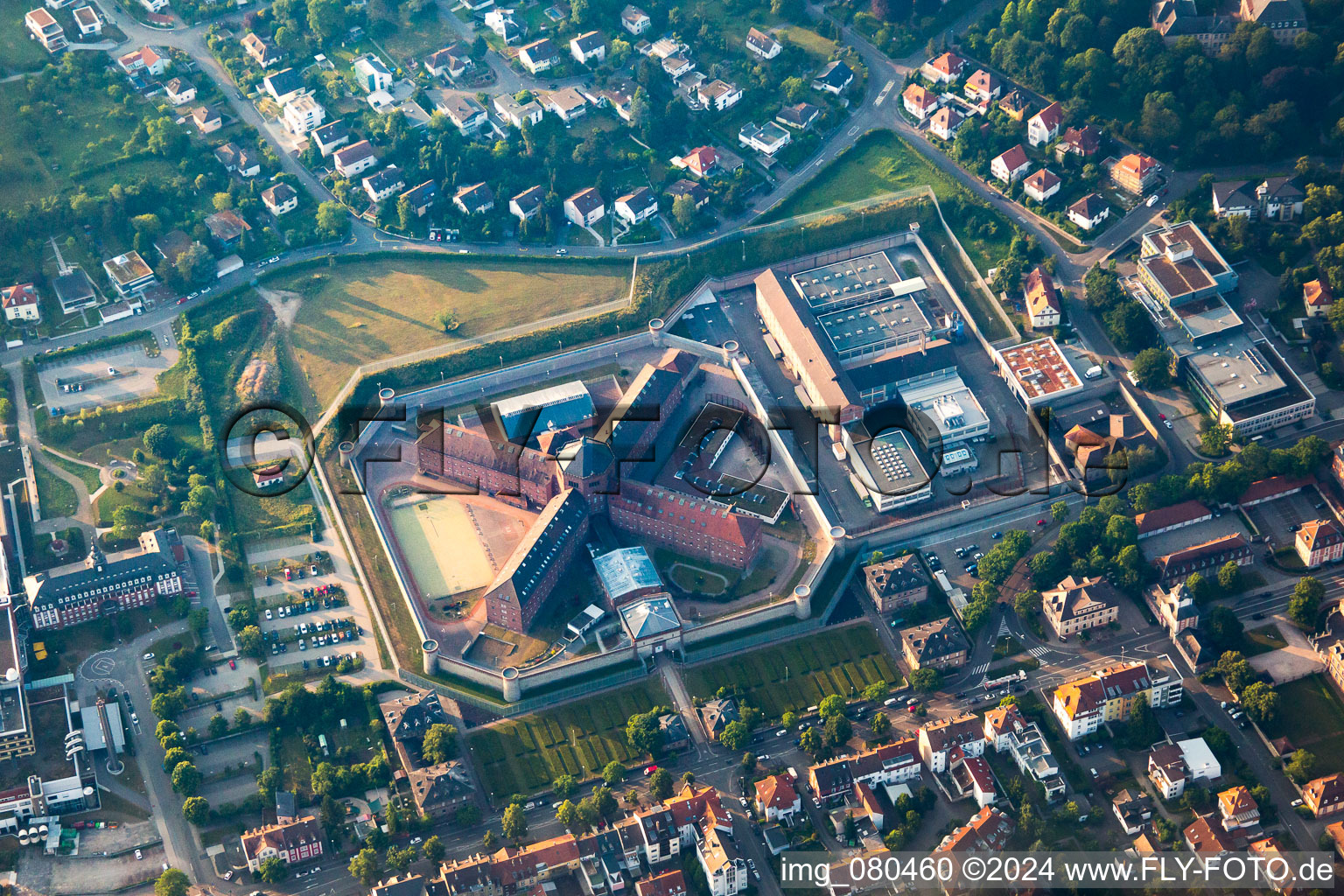 Administrative building of the State Authority JVA Bruchsal in the district Untergrombach in Bruchsal in the state Baden-Wurttemberg