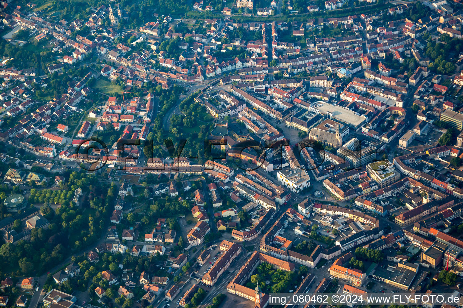 Downtown from the northwest in Bruchsal in the state Baden-Wuerttemberg, Germany