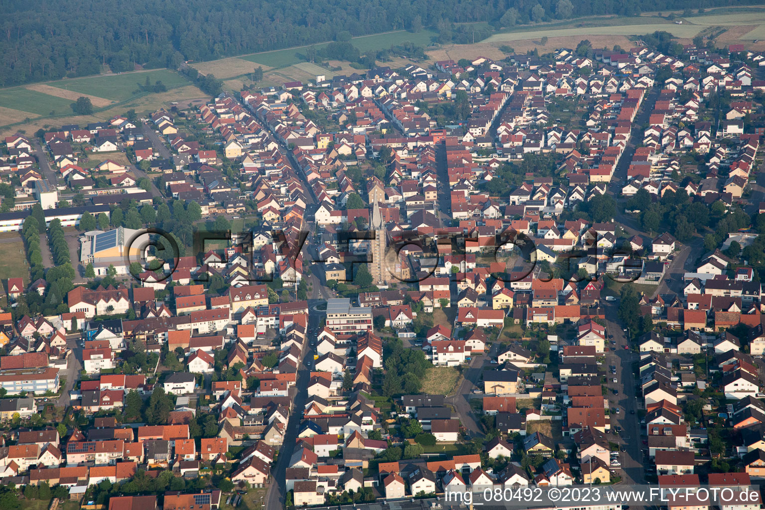 Oblique view of Hambrücken in the state Baden-Wuerttemberg, Germany