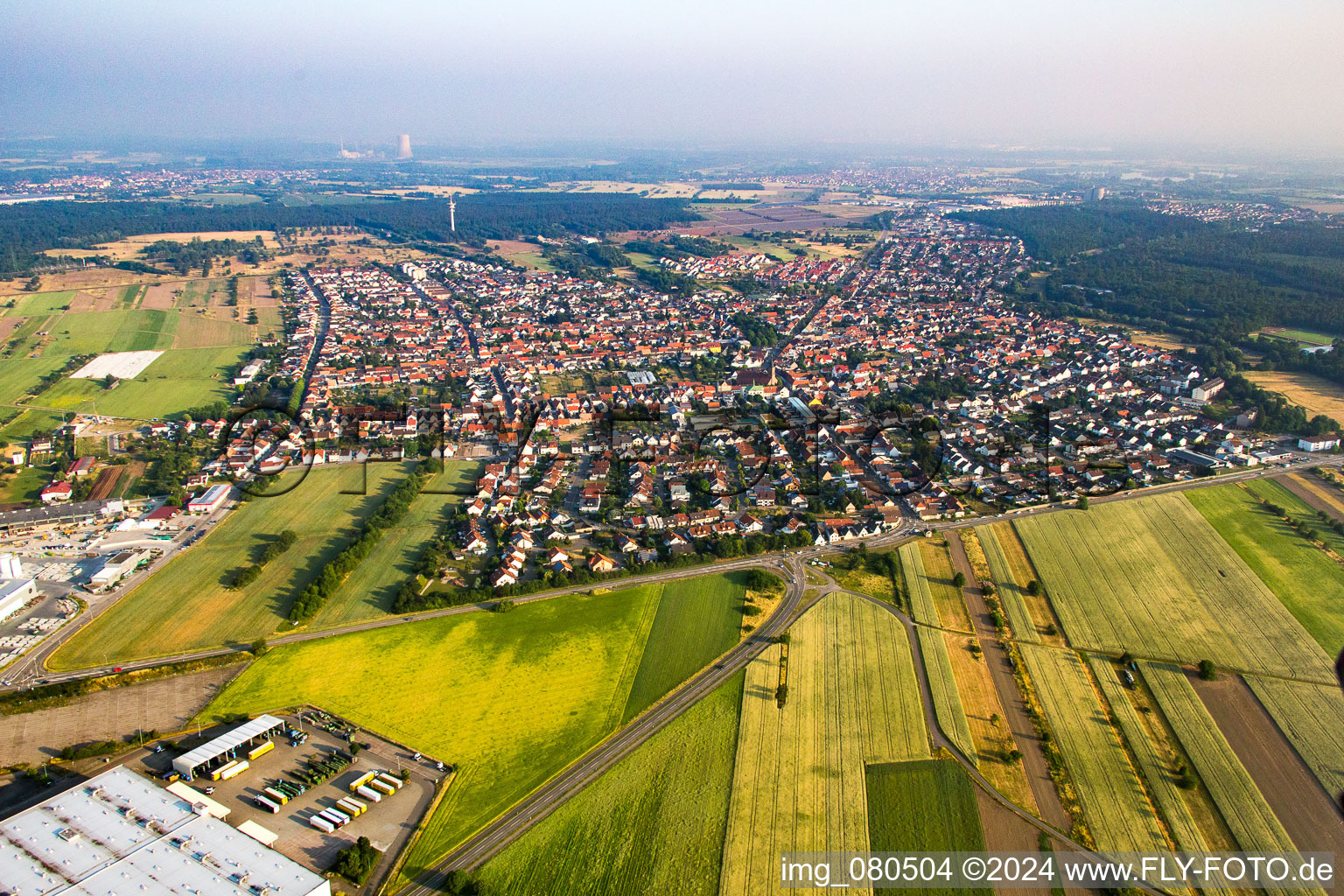 From the southeast in the district Wiesental in Waghäusel in the state Baden-Wuerttemberg, Germany