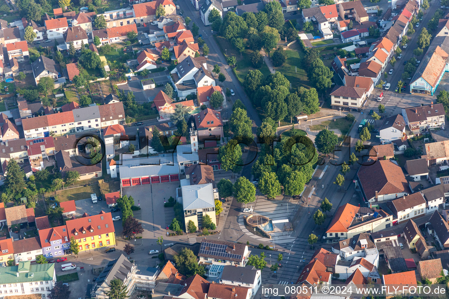 Grounds of the fire depot on liberty fire fighters in the district Wiesental in Waghaeusel in the state Baden-Wurttemberg, Germany