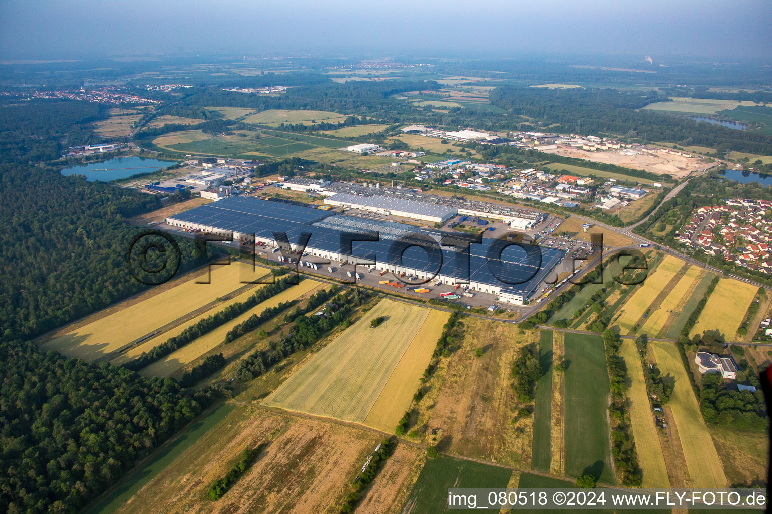 Aerial view of Goodyear Dunlop Tyres Germany in Philippsburg in the state Baden-Wuerttemberg, Germany