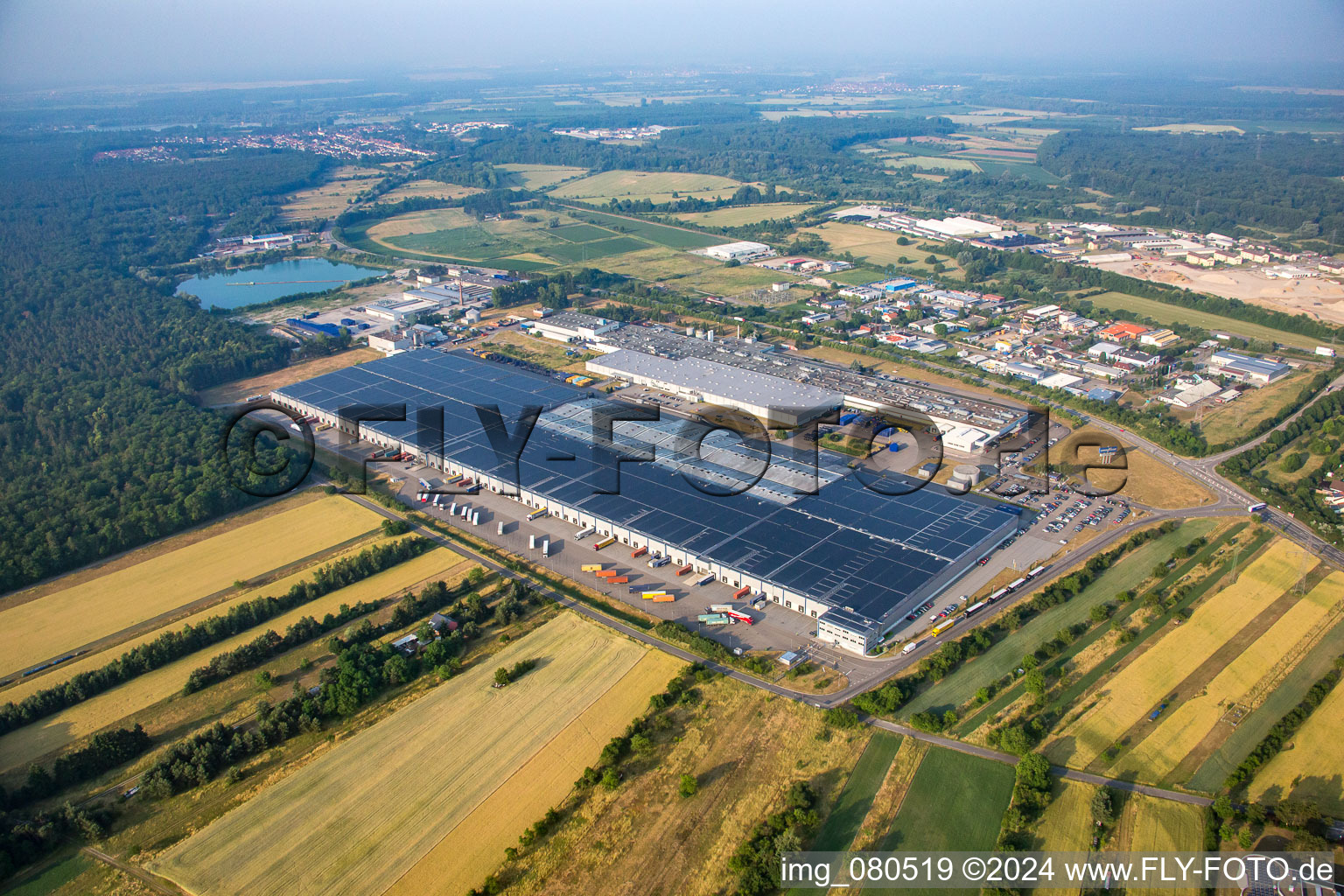 Aerial photograpy of Goodyear Dunlop Tyres Germany in Philippsburg in the state Baden-Wuerttemberg, Germany