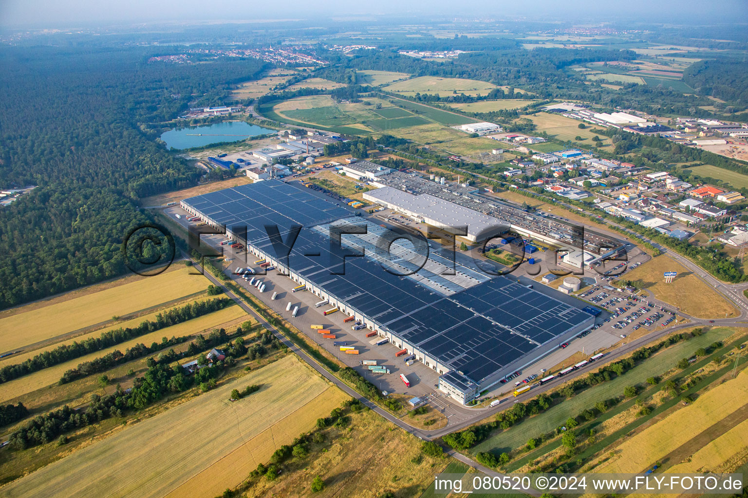 Oblique view of Goodyear Dunlop Tyres Germany in Philippsburg in the state Baden-Wuerttemberg, Germany