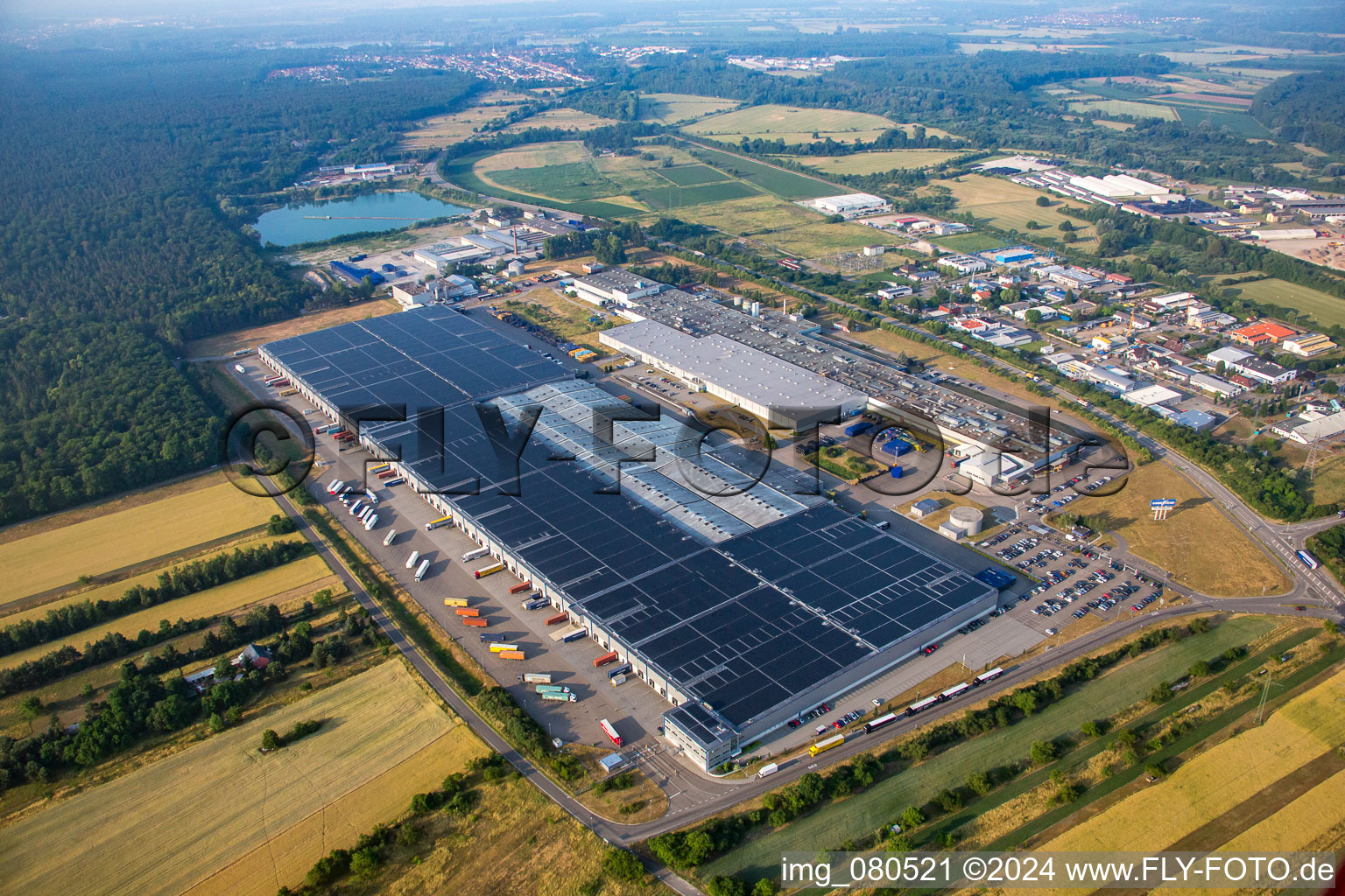 Goodyear Dunlop Tyres Germany in Philippsburg in the state Baden-Wuerttemberg, Germany from above